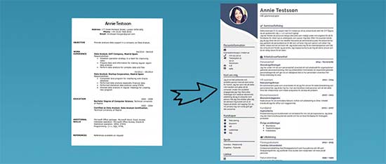 Word template compared with a buzzcv cv template