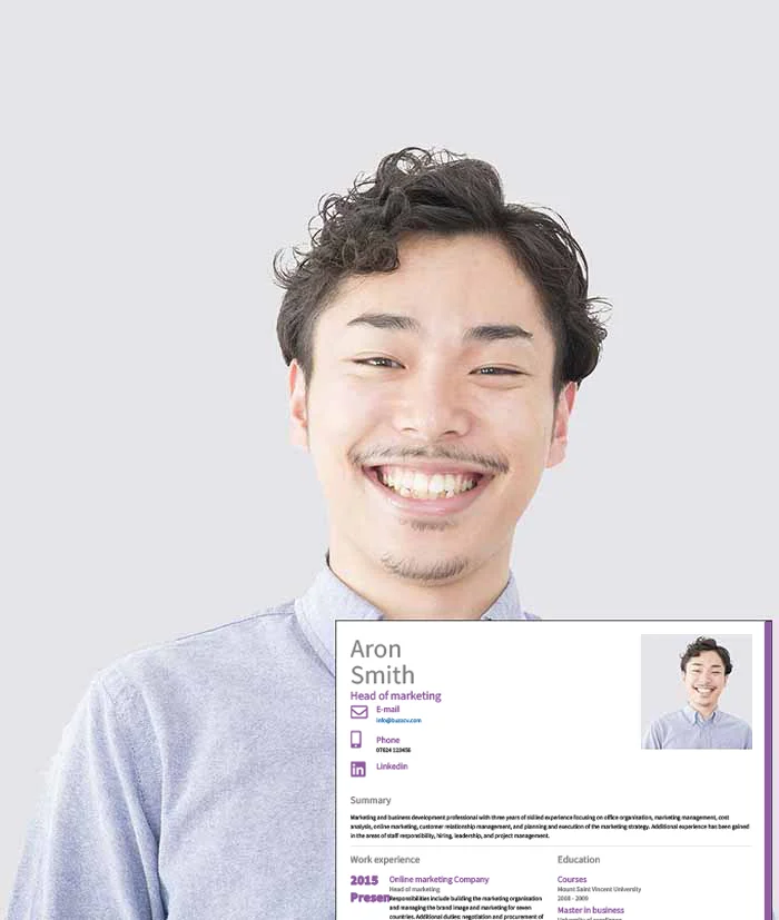 Happy student with his cv from buzzcv